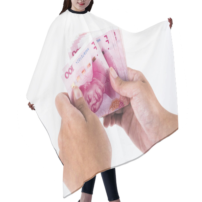 Personality  Asian Hand Hold Chinese Rmb Banknote Money Hair Cutting Cape