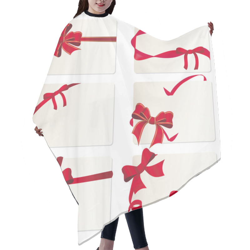 Personality  Set Of Red Ribbons Hair Cutting Cape