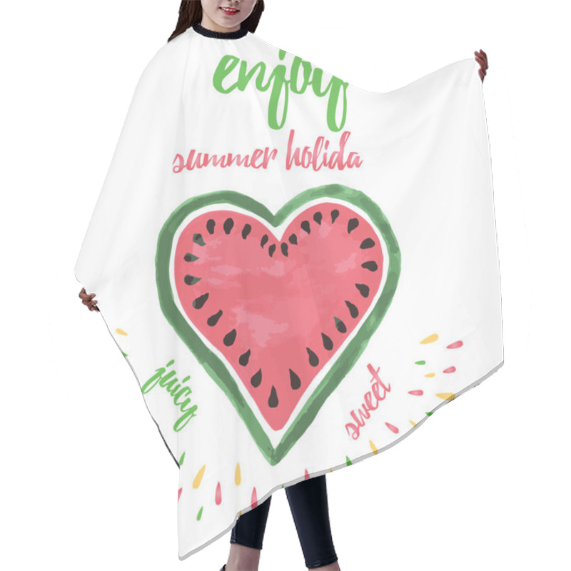 Personality  Enjoy Summer Holiday Vacation Poster With Decorative Abstract  Watermelon.  Hair Cutting Cape