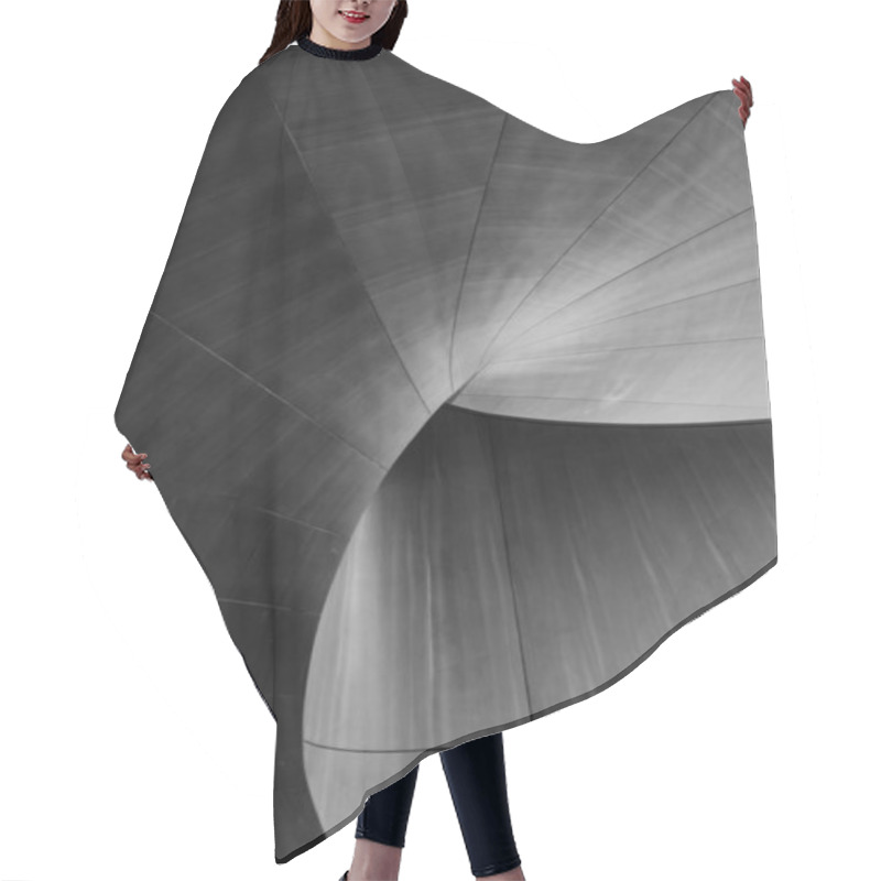 Personality  Abstract Black And White Spiral Structure With Smooth Metallic Curves. Hair Cutting Cape