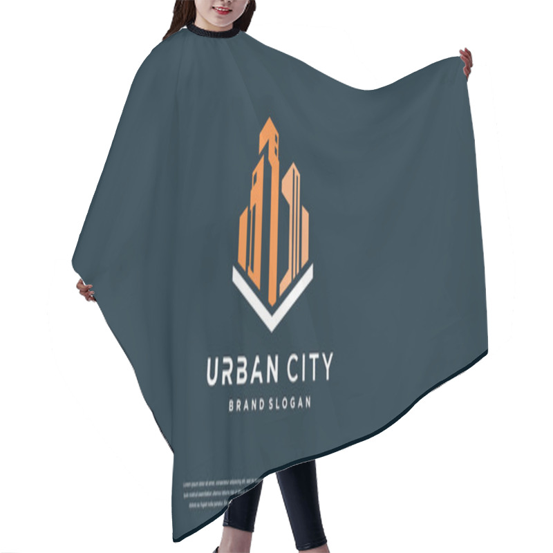 Personality  Urban City Logo Template With Creative Concept Premium Vector Hair Cutting Cape