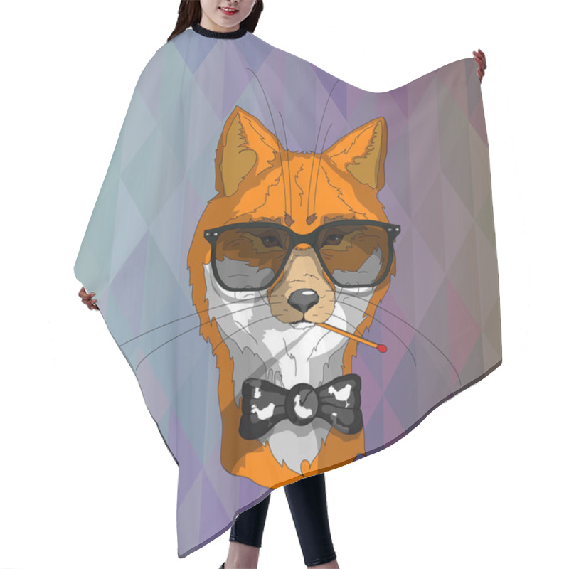 Personality  Hipster Fox In Glasses Hair Cutting Cape