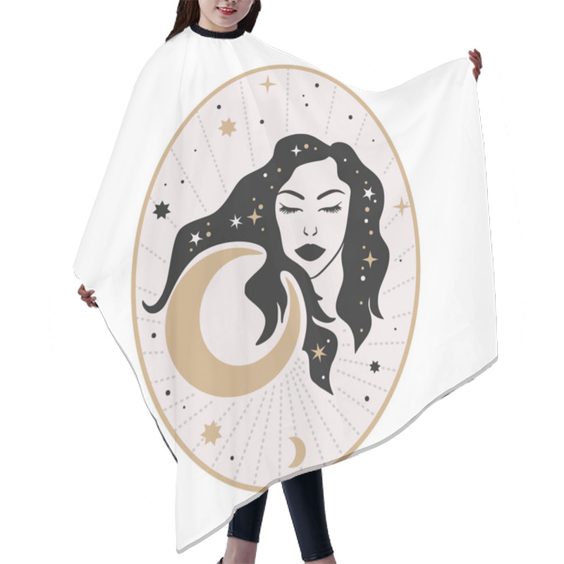 Personality  Celestial Woman Vector Illustration. Hair Cutting Cape