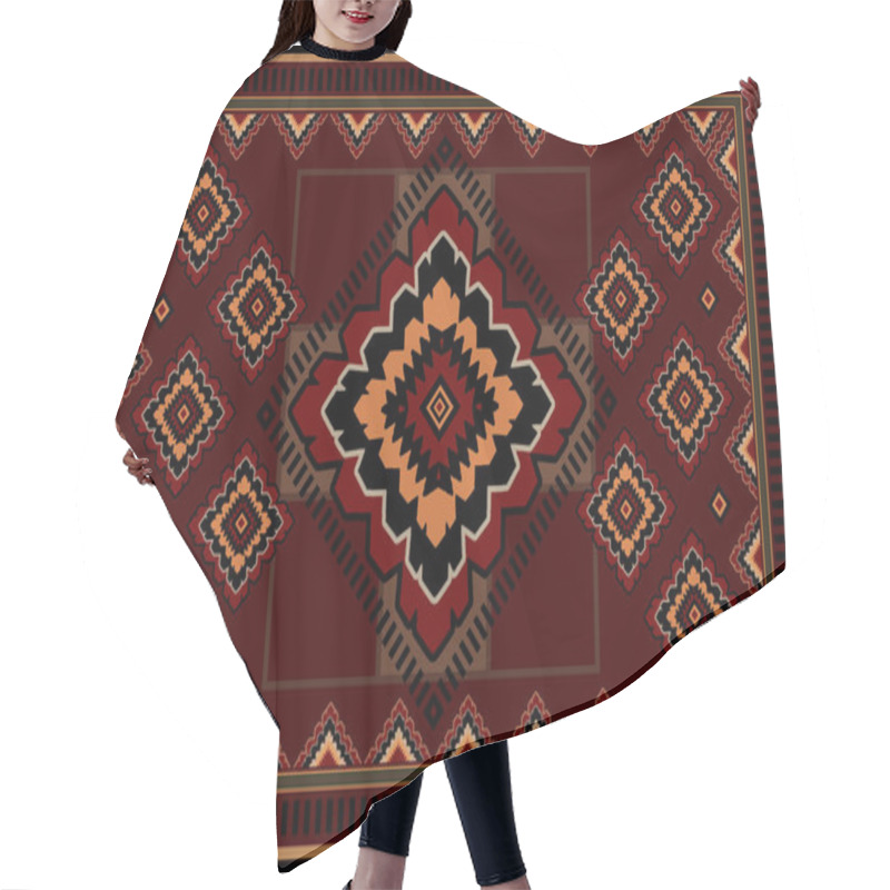 Personality  Pattern Of A Luxury Old Oriental Carpet With Red,orange, Black And Beige Patterns On Burgundy Background Hair Cutting Cape