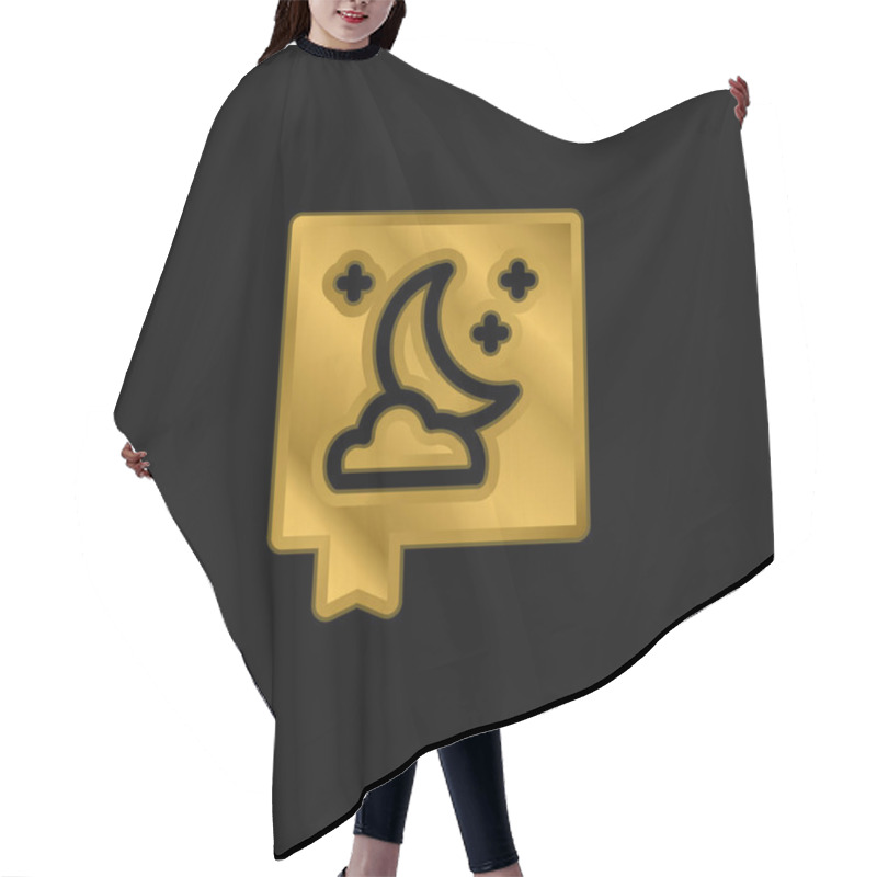 Personality  Book Gold Plated Metalic Icon Or Logo Vector Hair Cutting Cape