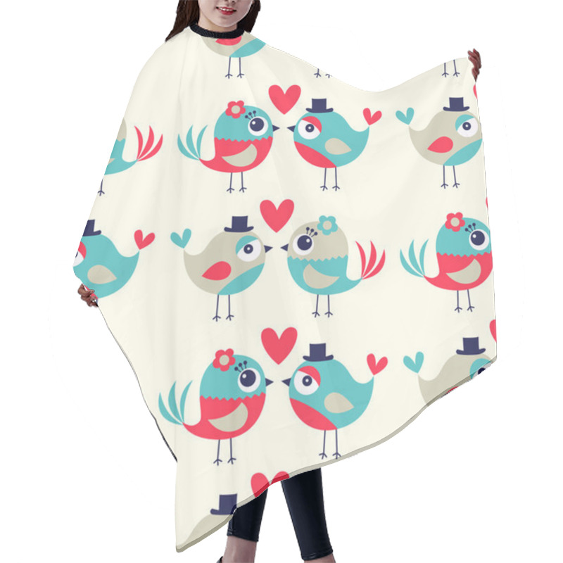 Personality  Seamless Birds Love  Cute Background Hair Cutting Cape