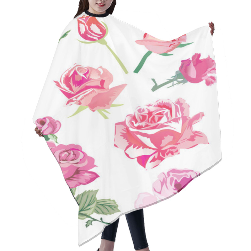 Personality  Eight Pink Roses Hair Cutting Cape