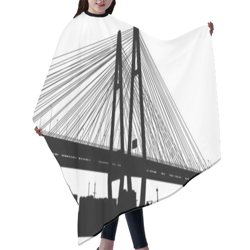 Personality  Vector Silhouette Of The Cable-stayed Bridge Hair Cutting Cape