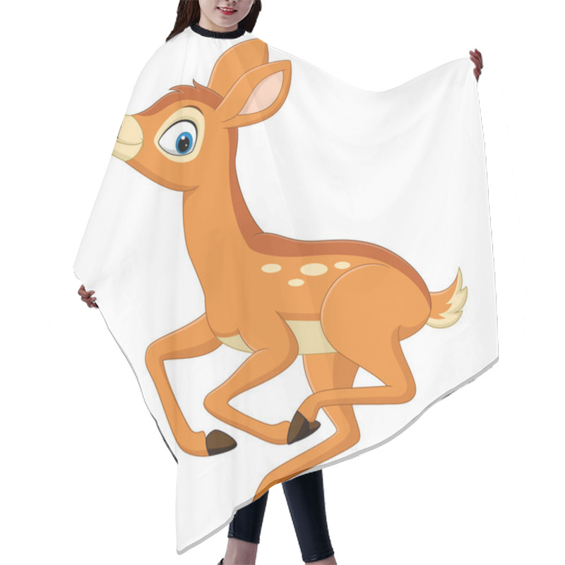 Personality  Vector Illustration Of Cute Baby Deer Cartoon Running Hair Cutting Cape