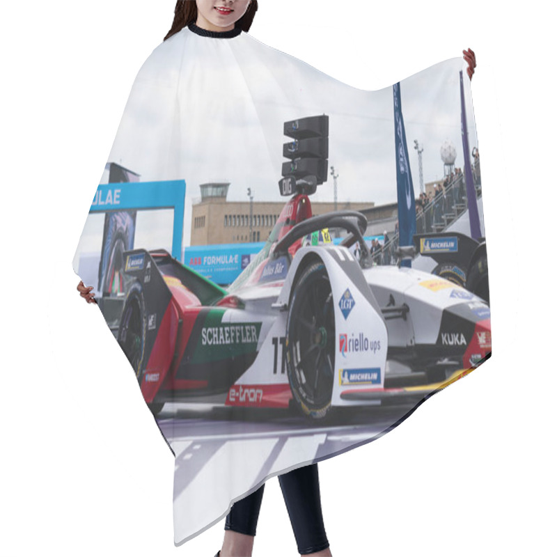 Personality  Berlin, Germany - May 25, 2019: Audi Sport Abt Schaeffler Race Car Hair Cutting Cape