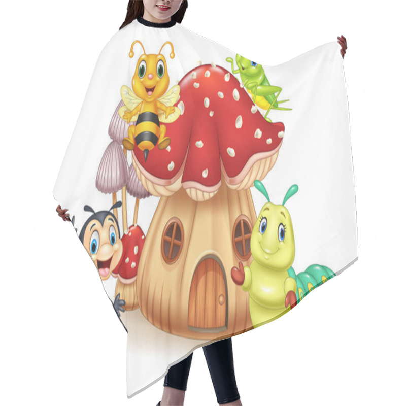 Personality  Cartoon Funny Insects With Mushroom House Hair Cutting Cape