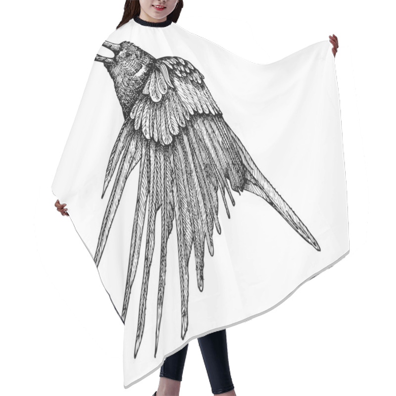 Personality  Stylized Hand Drawing Crow Hair Cutting Cape