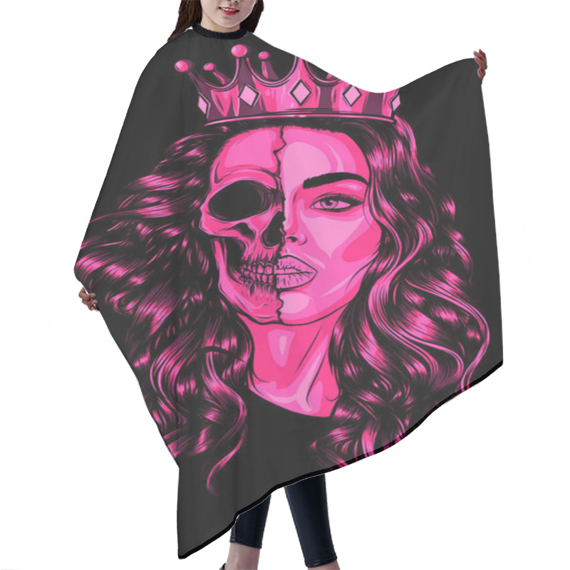 Personality  Skull Girl With A Crown. Vector Illustration Design Hair Cutting Cape