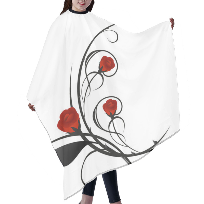 Personality  Illustration Red Roses. Hair Cutting Cape