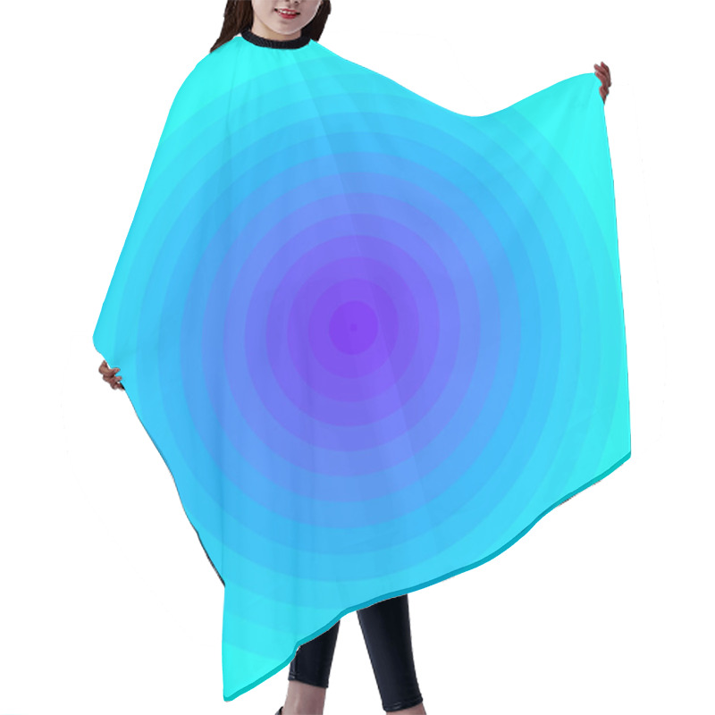 Personality  Abstract Blue And Cyan Radial Gradient Background. Texture With Circular Lines. Vivid Circle Pattern. Hair Cutting Cape