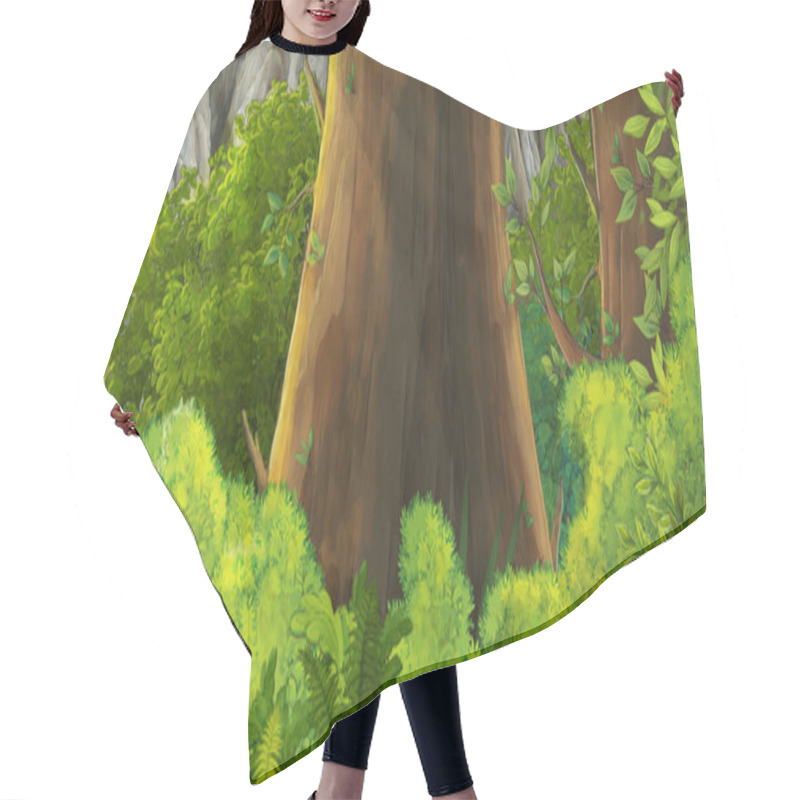 Personality  Cartoon Summer Scene With Path In The Forest - Nobody On Scene - Illustration For Children Hair Cutting Cape