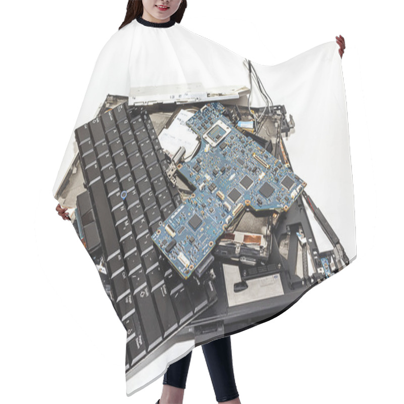 Personality  Laptop Disassembled Into Broken Pieces Hair Cutting Cape