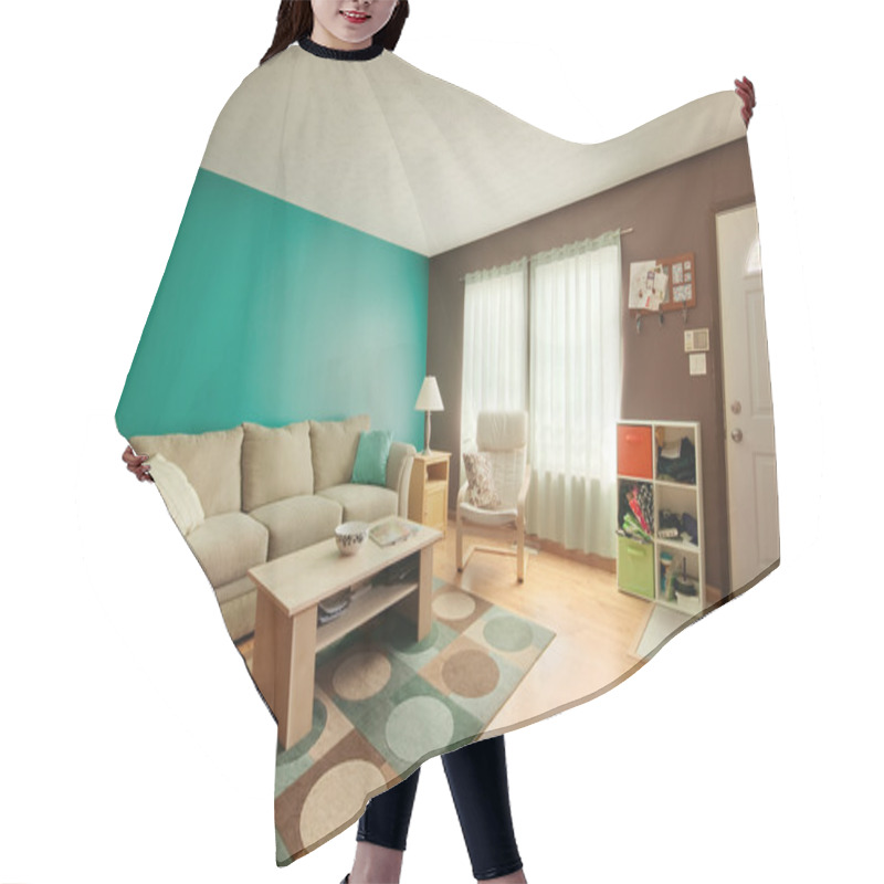 Personality  Teal And Brown Family Room Hair Cutting Cape