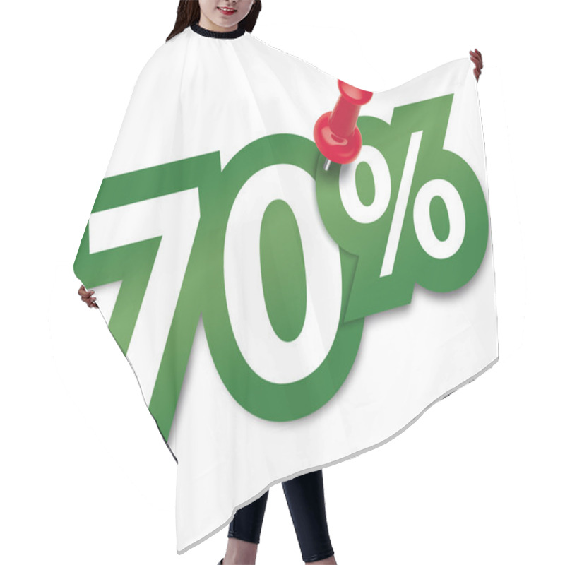 Personality  Seventy Percent Sticker Fixed By A Thumbtack. Vector Illustratio Hair Cutting Cape