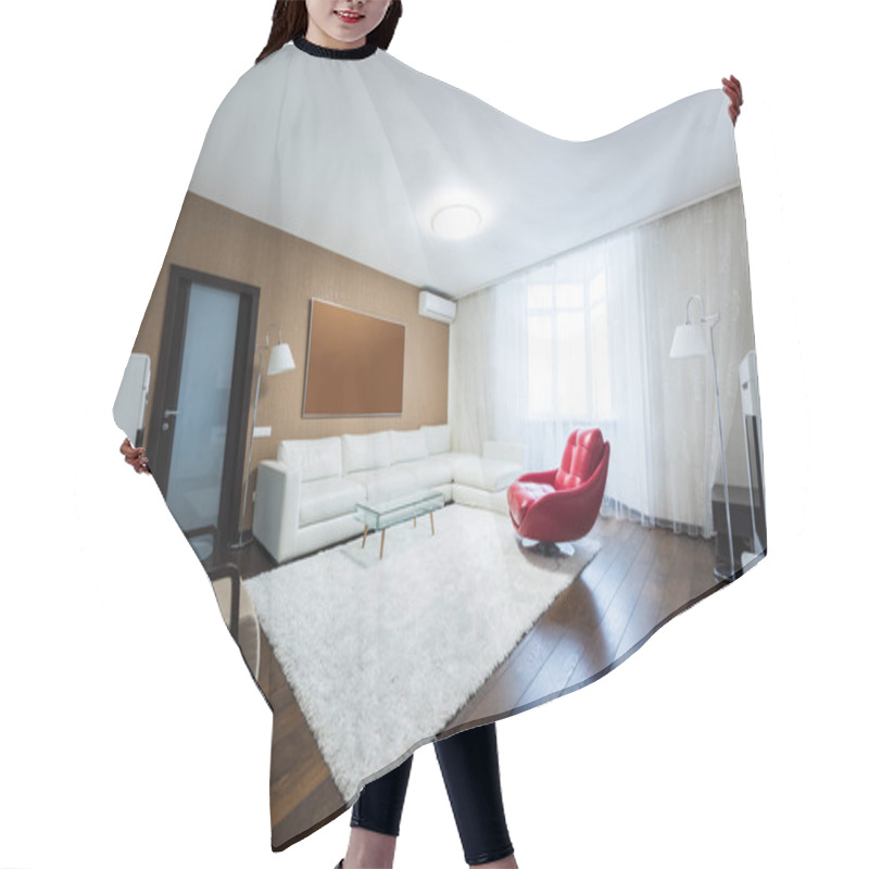 Personality  View Of Empty Modern Living Room Hair Cutting Cape