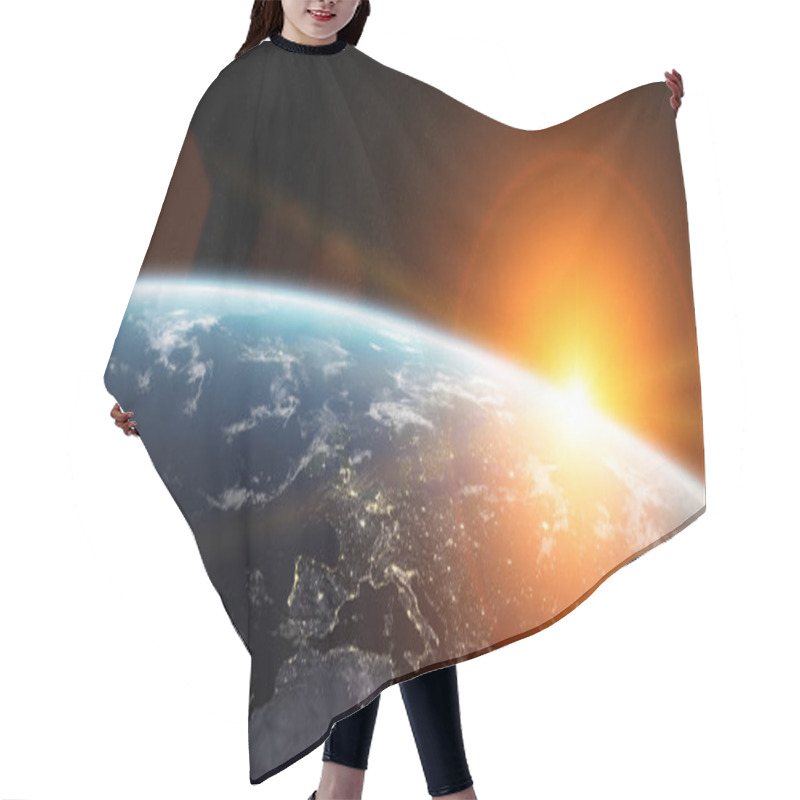 Personality  View Of Blue Planet Earth In Space 3D Rendering Elements Of This Hair Cutting Cape