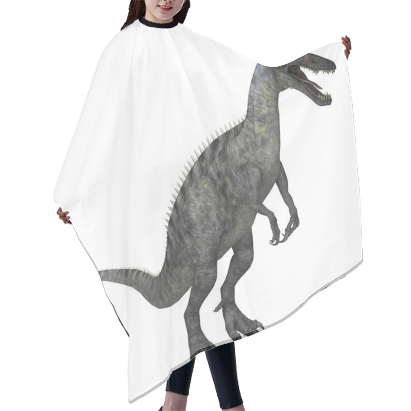 Personality  3D Rendering Dinosaur Suchomimus On White Hair Cutting Cape