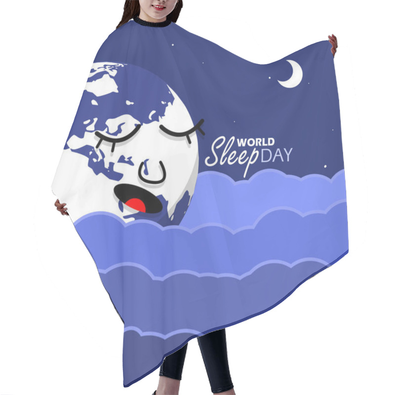 Personality  World Sleep Day Event Banner. Illustration Of The Earth Sleeping Above The Clouds At Night, With Bold Text On Dark Blue Background To Celebrate On March Hair Cutting Cape