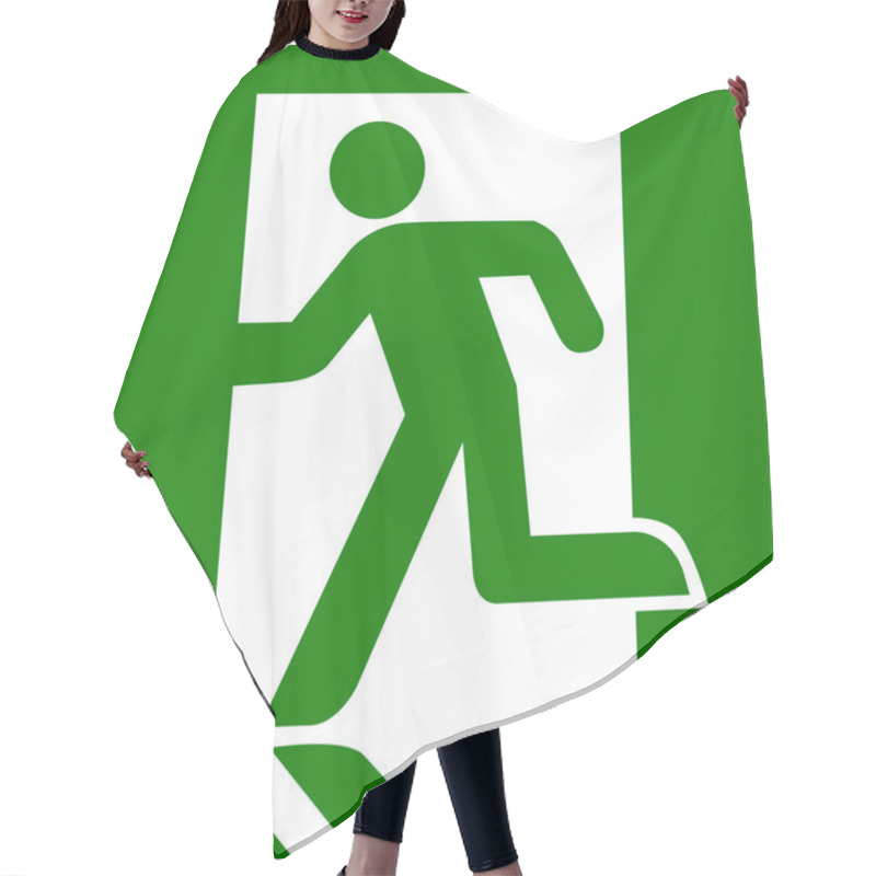 Personality  Green Emergency Exit Sign Hair Cutting Cape