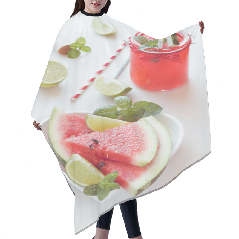 Personality  Watermelon Fruit Drink And  Fresh Watermelon Hair Cutting Cape