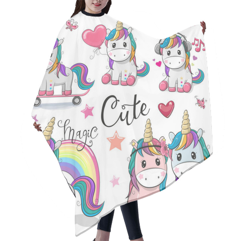 Personality  Set Of Cute Cartoon Unicorns Hair Cutting Cape