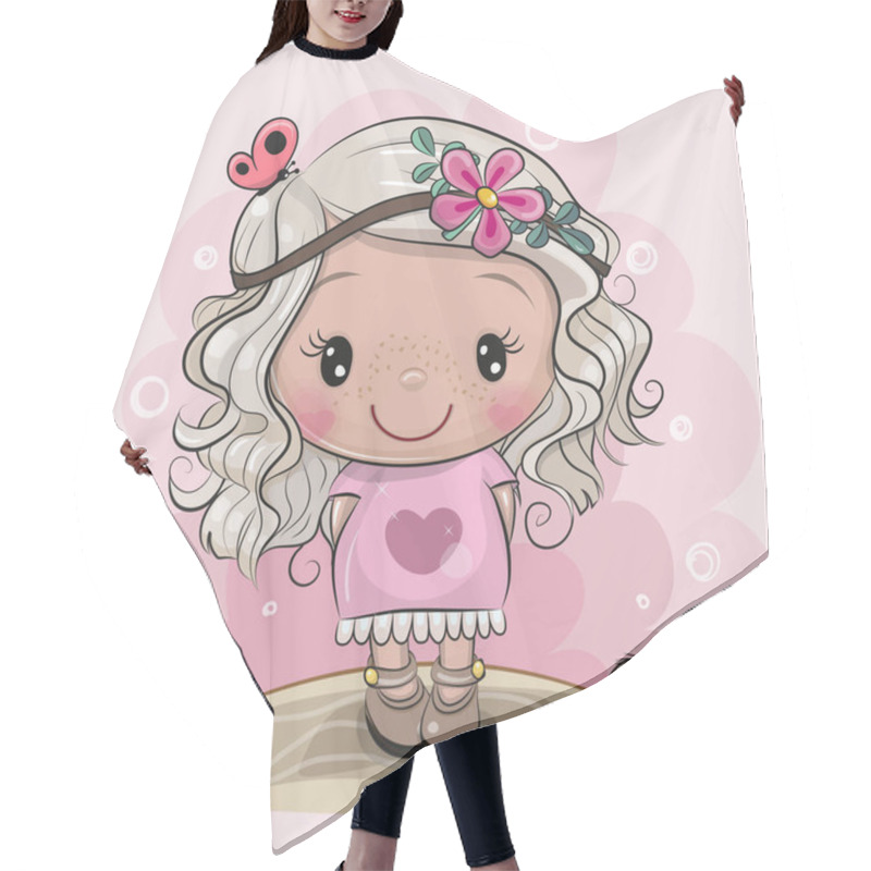 Personality  Cute Cartoon Girl With Butterflies And Birds On The Meadow  Hair Cutting Cape