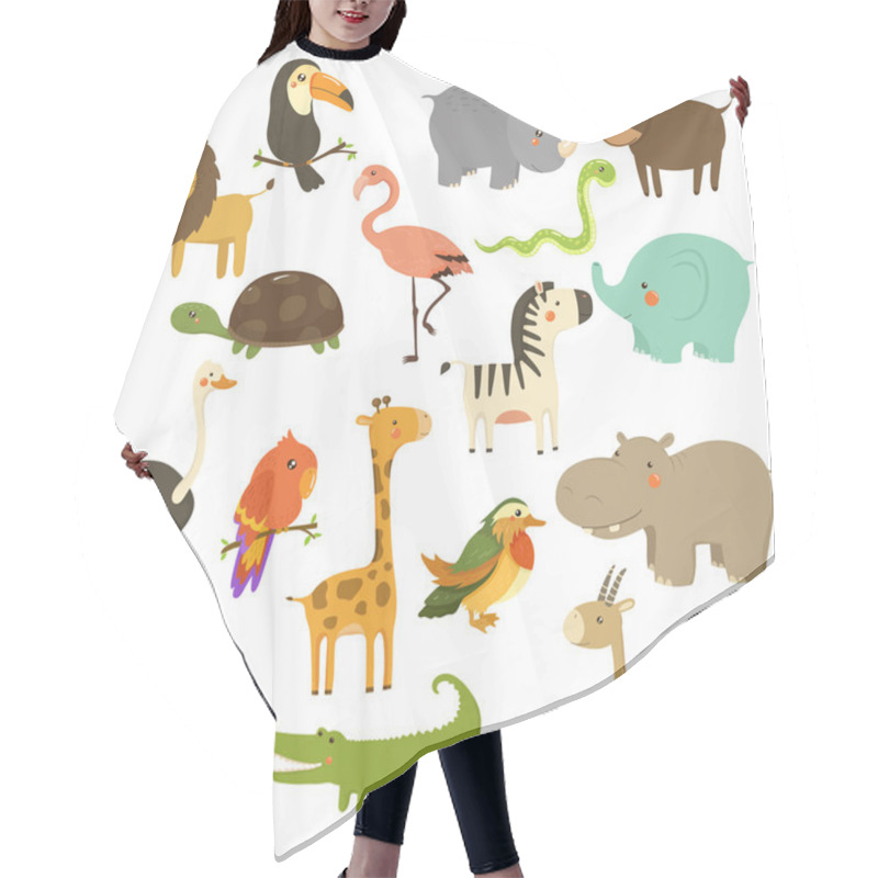 Personality  Cute Woodland And Jungle Animals Vector Set Hair Cutting Cape