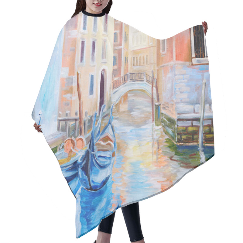 Personality  Oil Painting, Gondola In Venice, Beautiful Summer Day In Italy, Abstract Drawing Hair Cutting Cape