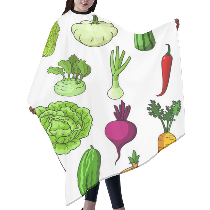 Personality  Fresh Isolated Organic Farm Vegetables Hair Cutting Cape