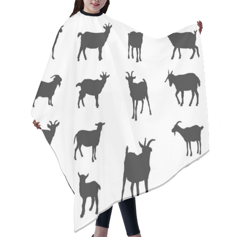 Personality  Goat Silhouettes, Goat Silhouette Set, Goat Vector  Hair Cutting Cape