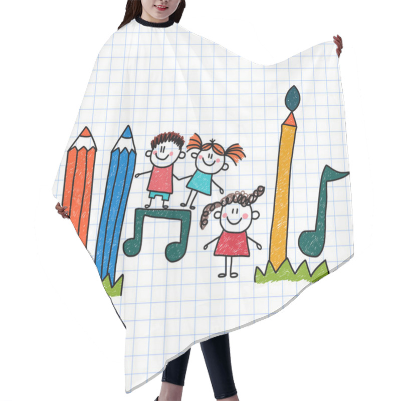 Personality  Vector Image Of Happy School Children. Hair Cutting Cape