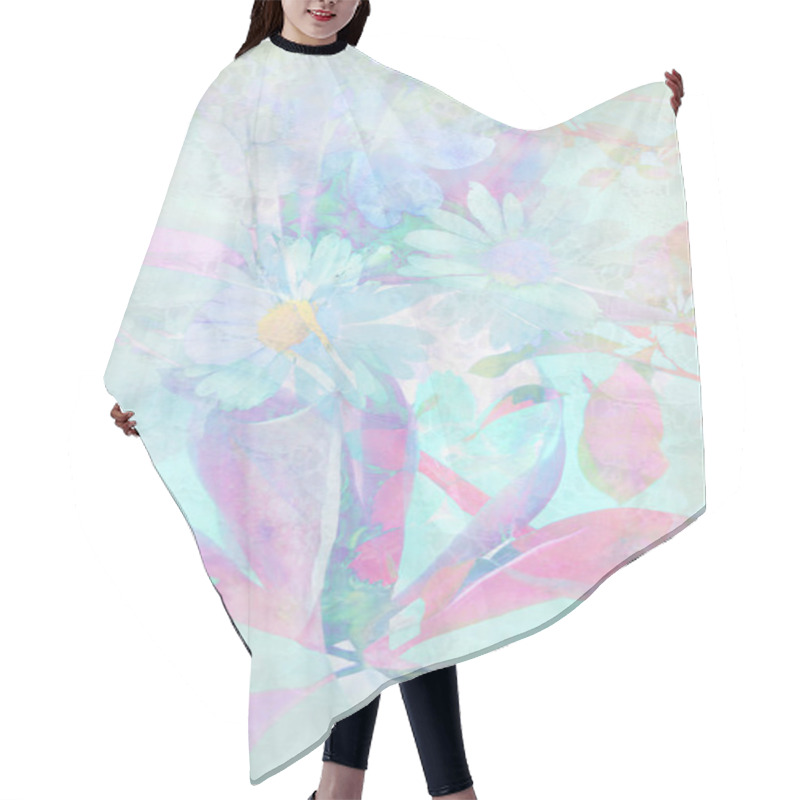 Personality  Beautiful Artistic Background With Daisies And Florals Hair Cutting Cape