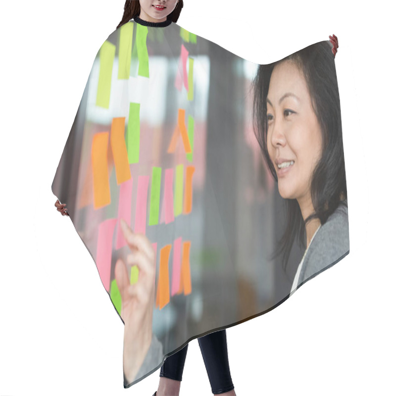 Personality  Successful Team Leader Managing Configuring Workflow On Kanban Board. Hair Cutting Cape