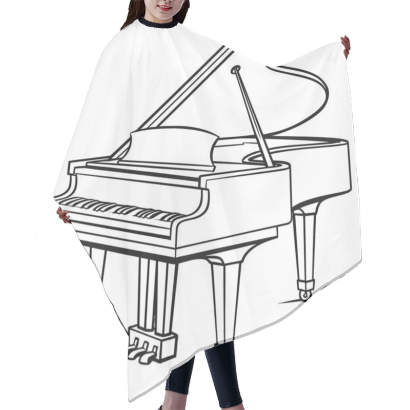 Personality  Illustration Of Piano, Lineart Black And White, AI Generated Hair Cutting Cape