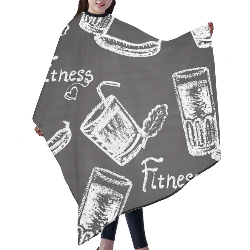 Personality  Pattern With  Fitness Cocktails. Hair Cutting Cape