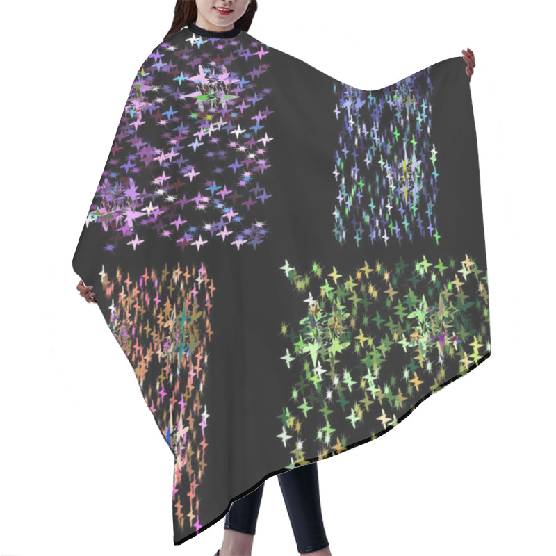 Personality  Vector Set Of Textures For Fabric From The Night Sky With Stars. Hair Cutting Cape