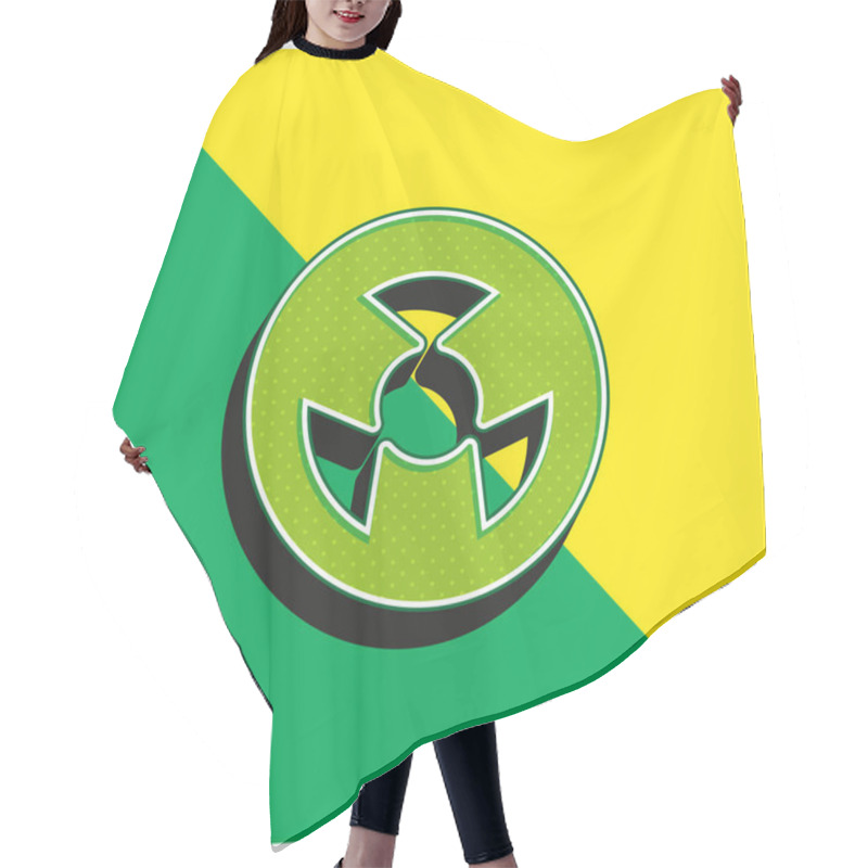 Personality  Atomic Symbol Green And Yellow Modern 3d Vector Icon Logo Hair Cutting Cape