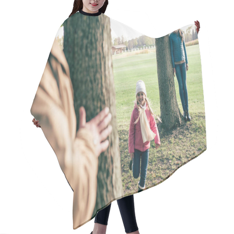 Personality  Parents Playing Hide-and-seek With Daughter Hair Cutting Cape