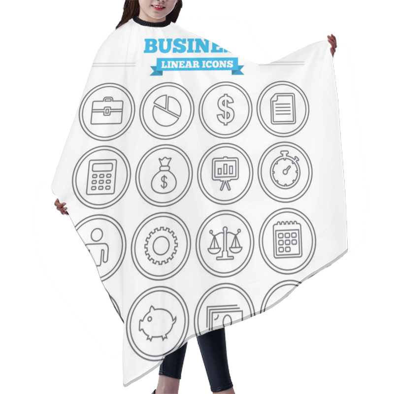 Personality  Business, Finance Icons Set. Hair Cutting Cape