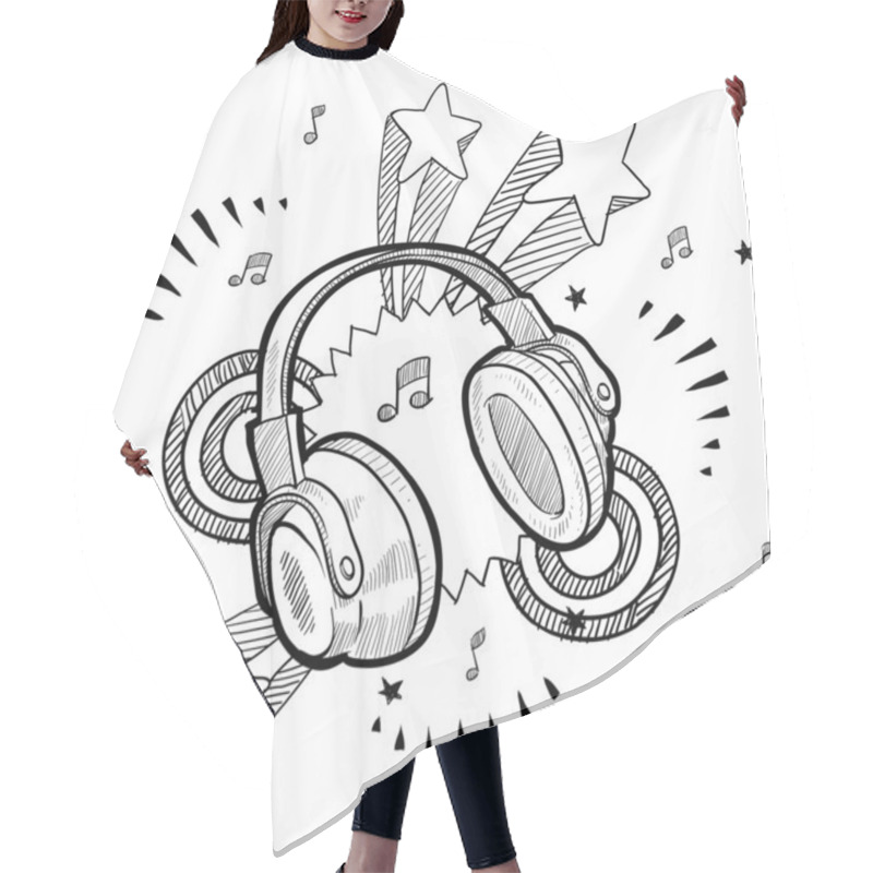 Personality  Excited About Music Sketch Hair Cutting Cape