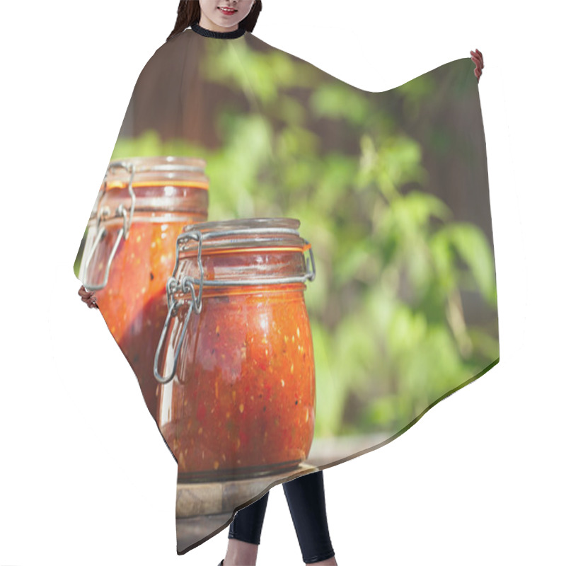 Personality  Jar Of Home Made Classic Spicy Tomato Salsa Hair Cutting Cape