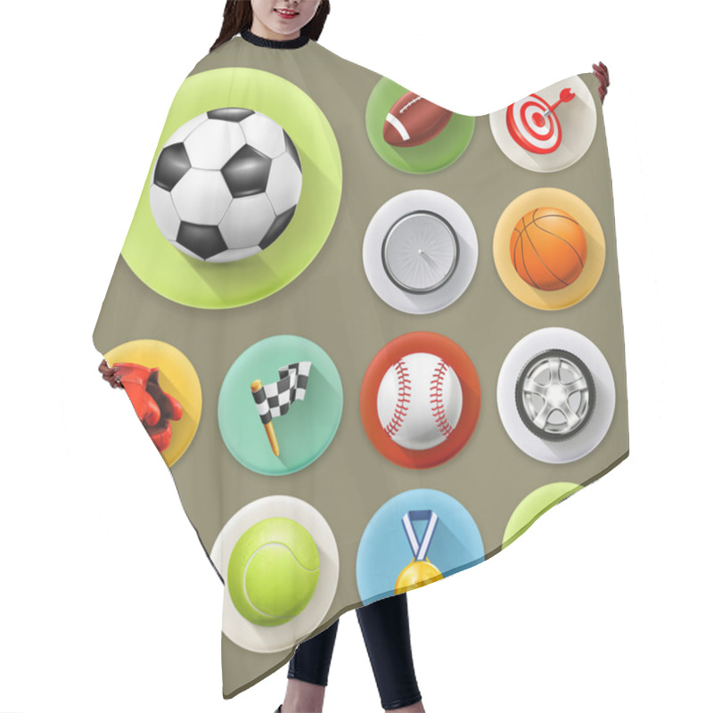 Personality  Sport, Games And Leisure, Long Shadow Icon Set Hair Cutting Cape