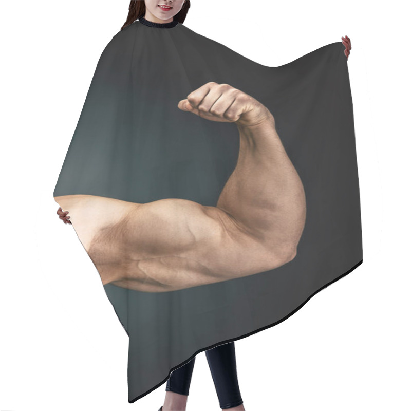 Personality  Strong Man Showing Muscles Hair Cutting Cape