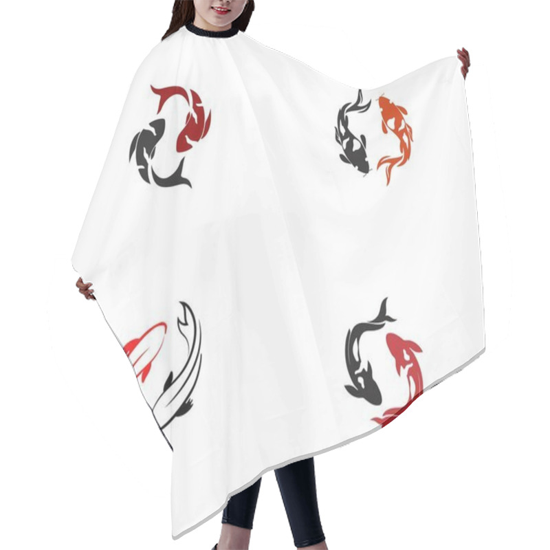 Personality  Carp Koi Design On White Background. Animal. Fish Icon. Underwat Hair Cutting Cape