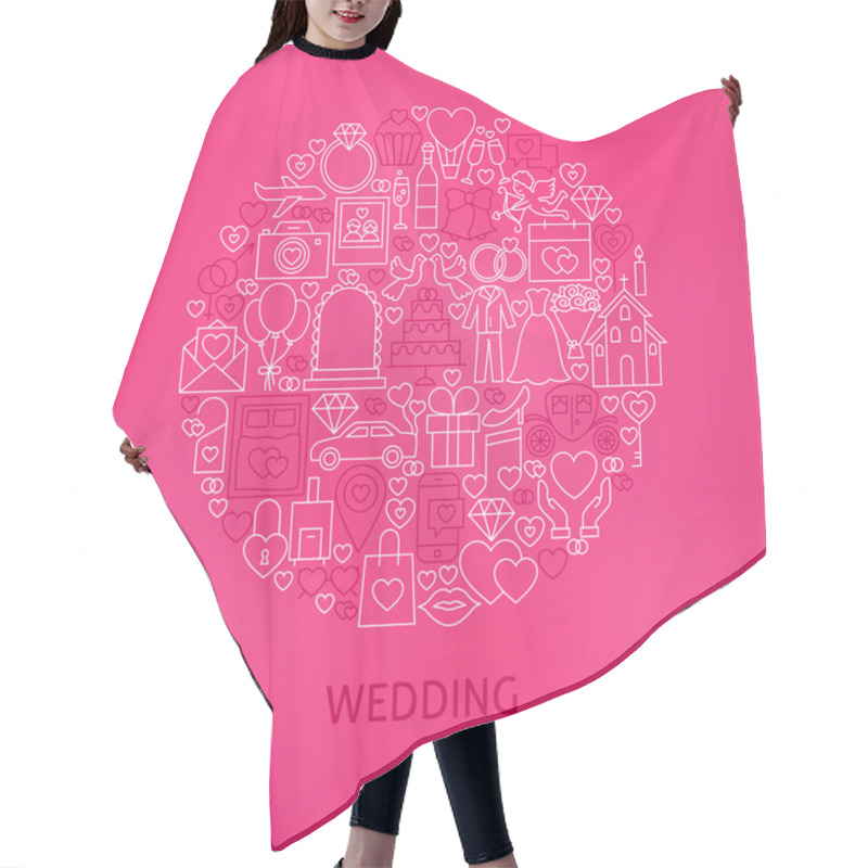 Personality  Line Wedding Icons Circle Concept Hair Cutting Cape